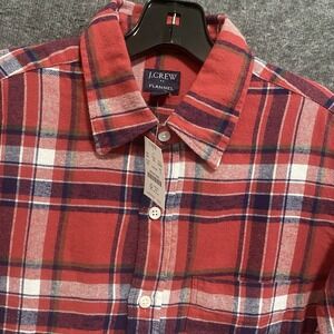 NEW J Crew Flannel Shirt Men S Red Blue Plaid Long Sleeve Button Up Work Outdoor